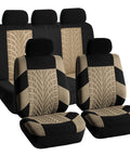 Universal Car Seat Covers Full Set Premium Cloth Beige For SUV And Sedan, front seats and split bench design