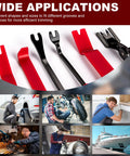 Solid Gear 8 Piece Auto Trim Removal Kit With Non Scratch Pry Bars And Heavy Duty Fastener Clip Pliers For Smooth Car Panel And Dash Restoration Jobs Daily showing various pry bars and clip tools.