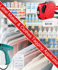 Super Durable 1121 Piece Retail Price Tag Gun Haul With Snappy Label Attacher Tool For Clothing And Garment Merch displayed with tag applicators.