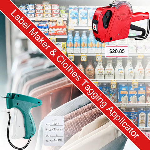 Super Durable 1121 Piece Retail Price Tag Gun Haul With Snappy Label Attacher Tool For Clothing And Garment Merch displayed with tag applicators.