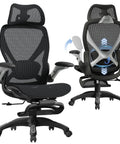 X100 Ergonomic Mesh Office Chair With Footrest For All Day Comfort In Home Office And Gaming Game Ready, front and back view