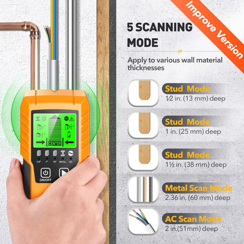 Top Tier Electronic Stud Finder Wall Scanner With Hella Precise Wood Stud And Joist Tracking Plus No Sweat Live Electrical Wire Alert And Bright Lcd Readout For Smooth Diy Work