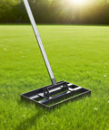 Heavy Duty Lawn Leveling Rake With 17 Inch Wide Head And 10 Inch Depth, 78 Inch Adjustable Stainless Steel Handle on grass