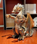 Steampunk Dragon Wine Bottle Holder With Two Glasses Metal Gothic Wine Rack For Home Bar Man Cave Decor Gift For Men 11.6 Inch