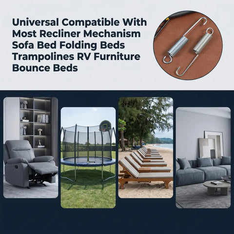 Pro Quality 4.5 Inch Recliner Springs 2 Pack Stainless Steel Tension Parts For Home Furniture on various furniture types.
