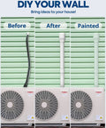 Before and after of 4 Inch Width Line Set Cover Kit for Mini Split AC with Screws, Upgraded PP Decorative Line Set Cover installed.