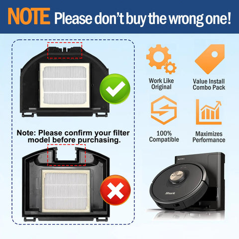 Matrix Robot Vacuum Replacement Parts Kit For RV2310AE RV2320S RV2300S, 15 Piece Bundle With 2 Main Brushes 6 Side Brushes 2 HEPA Filters 2 Sponge Filters 2 Foam And Felt Filters For Deep Cleaning And Optimal Performance. Compatible filter shown
