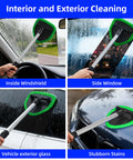 Extendable Car Window Cleaner With Four Reusable Microfiber Pads Aluminum Pole And 50ml Spray Bottle Inside Glass Wiper Kit in use on car windows