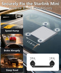 Heavy Duty Starlink Mini Suction Mount For Window Sunroof Rock Solid Carbon Steel Frame Grip Shake Free Perfect For Rv Yacht Car Home Black Strong Sucker Stick Anywhere You Road Trip on vehicle rooftop with dimensions.