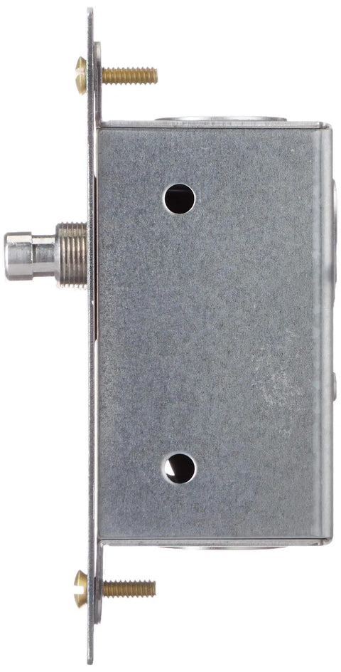 Side view of 3 Amp 125 Volt Doorjamb Switch with Jamb Box For Single Pole Circuits Brass Finish Momentary Commercial Grade