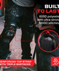 Heavy Duty Construction Knee Pads With Ankle Support And Anti Slip Cap For Men Foam Cushion And Extra Thick Gel Padding Reinforced Thigh And Shin Straps For All Day Comfort On The Job worn by a person on a construction site