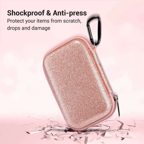 Heavy Duty Fly Pink Glitter MP3 And MP4 Player Case Grab And Go Travel Bag for Ipod Touch with carabiner attachment.