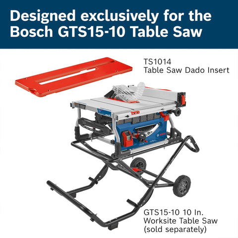 Heavy Duty Table Saw Dado Insert For 10 Inch Worksite Woodworking Models Featuring Solid Surface Plate on Bosch GTS15-10 Table Saw.