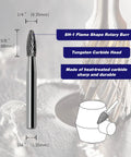 Flame Shape Tungsten Carbide Rotary Burr For Metalworking And Woodworking 4 Pack Grind It Down Deburring And Carving And Material Removal Tool For Automotive Repair And Other Projects with dimensions and features