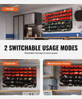 48 Bin Wall Mounted Storage Bins Rack Organizer for garage and DIY shop tools featuring stackable design and durable wall panels