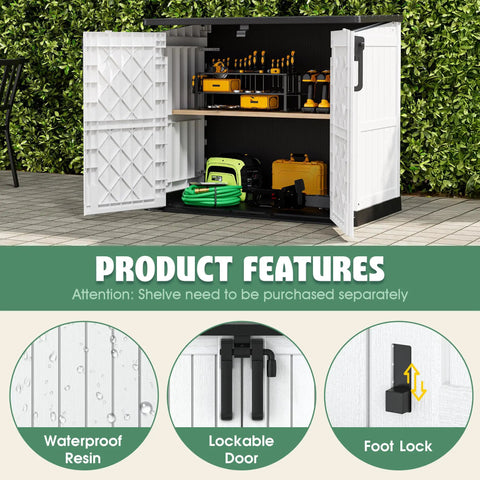 Hella Spacious 36 Cubic Feet Horizontal Resin Outdoor Storage Cabinet With Lockable Doors And No Sweat Assembly Totally Weatherproof Patio Shed For Lawn Mower And Pool Gear