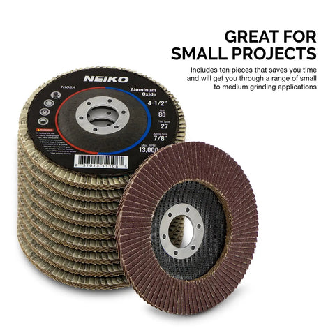 10 Pack Aluminum Oxide Flap Discs For Angle Grinder Four And One Half Inch 80 Grit Flat T27 Flapper Wheel With Seven Eighths Inch Arbor