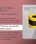 Magnetic Wall Mount Retractable Belt Barrier For Crowd Control In Tight Spaces No Fuss Setup 15 Foot Belt on yellow ABS case