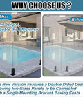 Top Shelf 8 Pc Square Glass Rail Clamps For 8 To 12 Mm Panels 304 Stainless Steel installed by poolside showing efficiency comparison.