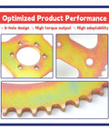 60T 6 Hole Steel Rear Chain Sprocket Replacement for 420 Chain, showcasing high-torque design and 6-hole pattern, close-up view.