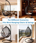 Beefy Heavy Duty Hammock Chair Stand Steel Frame Supports Up To 330 Lbs For Egg Chair Or Swing Chair Indoor Outdoor Use On Patio Balcony Garden Living Room Stand Only Black displayed in various indoor and outdoor settings