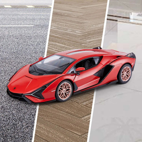 Lamborghini Sian FKP 37 1/14 RC Car For Kids Red Realistic 13.3 Inch Scale Remote Control Toy on various indoor surfaces