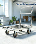 Heavy Duty Foldable Platform Hand Truck With 304 Stainless Steel Frame For Heavy Lifting At The Warehouse Or Garage, Portable Dolly Cart That Rolls Smooth, Rust Proof Scratch Resistant, Space Saving Design, Durable Load Capacity, stainless platform cart in garage
