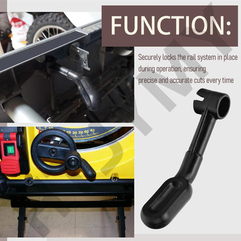 Built Tough Table Saw Rail Lock Lever Replacement Replaces Part Number 5140032-23, locking lever in black for DeWalt saws.