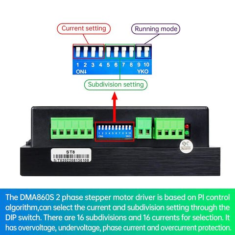 Powerful Digital CNC Stepper Motor Driver For DIY CNC Machining, DIP switch settings for current and subdivision