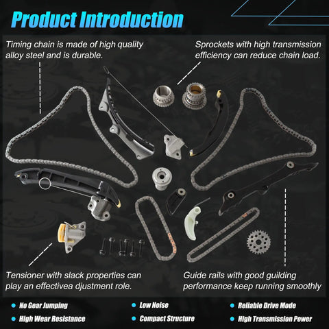 Components of Beefed-Up Timing Chain Kit for 3.6L V6 Engines Fit 2016-2024 Chrysler Pacifica Voyager Dodge Durango Jeep Gladiator Ram