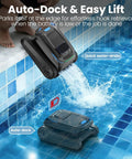 Cordless Robotic Pool Cleaner For Inground And Above Ground Pools With Smart Nav And 5000 GPH Suction self-parking feature