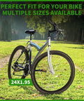 Mountain bike with 2 Pack 24 Inch Foldable Bike Tire Set With Inner Tubes Rim Strips And Tire Levers 8 Piece Kit for Youth MTBs