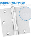 Heavy Duty Brushed Nickel Door Hinges 3.5 Inch Square Corner with brushed finish, highlighting smooth surface details.