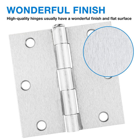 Heavy Duty Brushed Nickel Door Hinges 3.5 Inch Square Corner with brushed finish, highlighting smooth surface details.
