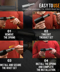 Instructions for using 3/16 Inch Rivet Set For Pneumatic Air Hammer With.401 Shank showing step-by-step installation process