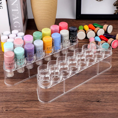 Slick Ace Clear Storage Rack And Organizer For Craft Paint Bottles And Blending Tools Holding Fifteen Upside Down Jars With A Rugged Polycarbonate Shell Sweet For Compact Desks Daily