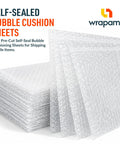 Adhesive Bubble Wrap Sheets 12 X 12 Inches, 180 Count, Quick Packing Cushions for Shipping; no tape needed, stack view