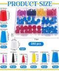 250 Pcs Rubber Silicone Tapered Plugs Kit With 9 Sizes And 8 Styles, Storage Box Included, DIY Ready Pro Grade For Coating