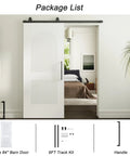 Silky Smooth Two Panel Sliding Barn Door With Reeded Arched White Primed Finish For Modern Farmhouse Room Divider, 36" x 84".