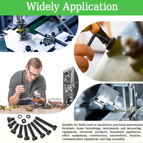Comprehensive M3 Screws Assortment Kit with Hex Socket Head Bolts in use for DIY electronics, machinery, and furniture assembly.