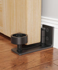 Sliding Barn Door Floor Guide With Eight Setup Options For Bottom And Wall Mounted Applications Adjustable Roller Flush Bottom Hardware Easy Assembly Made From Solid Carbon Steel With Powder Coating And A POM Nylon Roller For Quiet Smooth Sliding side view