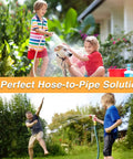 Children playing with water using Two Pack Stainless Steel 1-1/4 Inch NPT Male Hose Barb Fittings Connectors For Water Air And Gas Lines
