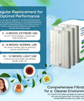 Replacement Air Filters For Honeywell HPA300 HPA200 HPA100 Series True HEPA Filter Set with recommendations for filter replacement frequency.