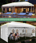 10x20 Pop Up Canopy Tent With 6 Removable Sidewalls, One Push Center Top Setup, Quick No Tools Frame, Waterproof Outdoor Event Shade