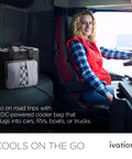 Portable Electric Cooler Bag And Thermoelectric Travel Fridge With 18 Liter Soft Sided Build DC 12 Volt Car Plug Case For Chill Vibes And Tailgate Adventures in a truck.