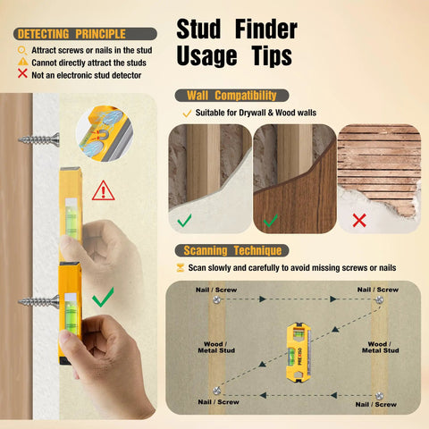 Straight Up Compact Magnetic Nail Detector And Edc Mini Level Team Up To Snag Hidden Nails Inside The Drywall Making Shelf Installations A Breeze Without A Single Headache