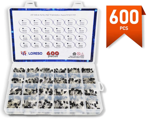 Open Transistor Assortment Kit Box With 600 Pieces And 24 Value NPN PNP Transistors Including 2N2222 2N2907 For DIY Electronics