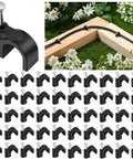 100 Pack Drip Irrigation Tubing Mounting Clips For One Quarter Inch And Three Eighths Inch Tubing Keep Garden Lines Secure And Leak Free No Fuss Easy To Install, shown securing drip lines on wood