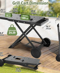 Portable Grill Cart for 17 And 22 Inch Griddles With Foldable Table And Propane Tank Holder dimensions and features