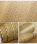 Natural Brown Wood Contact Paper Peel And Stick For Cabinets, Countertops, And Furniture, Waterproof Woodgrain Wallpaper Self Adhesive Removable 15.7x118 Inch Roll displayed in four angles
